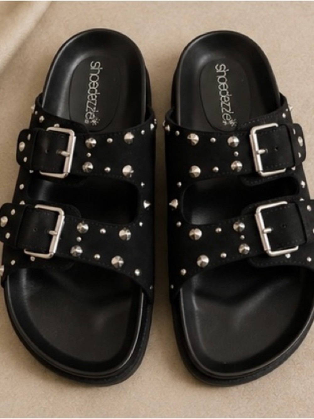Black and gold studded sandals 7.5 NEW - Picture 4 of 15